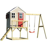 Wendi Toys Holz Stelzenhaus Zebra mit Schaukel Natur 192x350x242 cmx000D