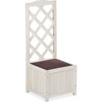 Wooden Planter Box With Trellis, White - Climbing Plants