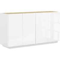 HOMCOM Credenza Cucina con Armadietti 2 Ante e Ripiani Regolabili Bianco Lucido