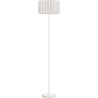 Lampadaire style rétro, abat-jour en plastique, interrupteur au pied, pied en métal, couleur blanc