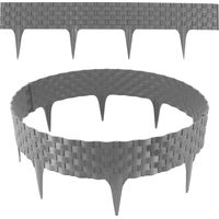 Rasenkante Rattanoptik I Grau I 16x80 cm Module I Kunststoff Beeteinfassung für Beet-& Rasenabgrenzungen I Flexible Beetumrandung