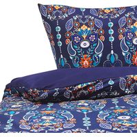 Conjunto de fundas y almohada algodón azul oscuro 155 x 220 cm estampado floral juego de edredón de lino dormitorio moderno Madrona