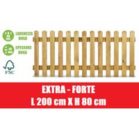 Steccato in Legno di Pino con Doghe - Dimensioni: L 200cm x H 80cm
