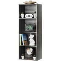 Iris Ohyama, Meuble de rangement, Bibliothèque, 4 étagères fixes, Solide, Design, Multifonctionnel, Bureau, Entrée, Chambre, Salon - Basic Storage Shelf CX-4 - Chêne Gris
