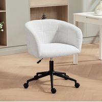 sedia poltrona girevole 65x59 cm velluto crema con ruote OKMYHOME
