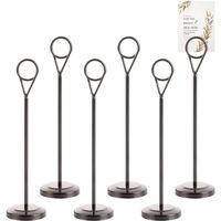 Lot de 6 porte-numéros de table, 20 cm de haut pour tables, cartes nominatives, photos, numéros de table pour mariage, réception, restaurant, décoration de table, noir