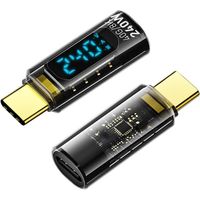 Lot de 2 adaptateurs USB C vers USB C 40 Gbps 48 V/5 A - Écran LED de type C - Pour iPhone 15/15 Pro/15 Pro Max, Samsung Galaxy S23/S22