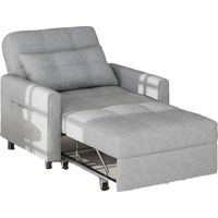 Sofá Cama Individual Bealife Convertible en Tumbona con Cojín Ajustable, Almacenamiento, Ruedas y Plegable