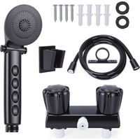 Robinet de douche pour camping-car avec douchette et flexible, résistant aux fuites et à la rouille, pour camping-car, caravane et caravane, usage intérieur/extérieur, noir