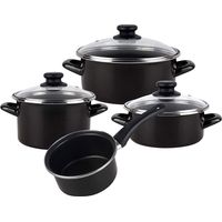 Magefesa KENIA Batería de Cocina 7 piezas, Inducción, Antiadherente, Libre PFOA, Acero Vitrificado, libre PFOA Negro