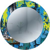 Lupia - Specchio da Parete Rotondo, MIRROR FANTASY OLD WOOD COLOR, Cornice Stampata in Legno, Design Moderno, Decorazioni da Parete Moderne, Ideale per Camera da Letto e Ingresso, diametro 65 cm