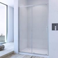 Nischentür Schiebetür Dusche, Duschtür Duschabtrennung, Duschwand mit Rollensystem, ESG Sicherheitsglas 120 x 185