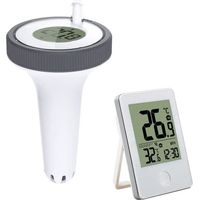 Thermomètre de piscine flottant sans fil à connexion radio, thermomètre de température de l'eau avec récepteur numérique extérieur intérieur pour aquarium, spa, étang à poissons - RWThermomètre de pis
