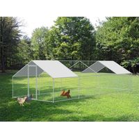 Hobag – Enclos poulailler 24 m² en acier galvanisé – Parc grillagé 8x3 M – Bâche waterproof anti-UV – Protection contre prédateurs