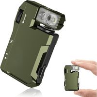 Flashlight - Rechargeable USB-C - IP68 Waterproof - 180° Rotatable Head with Clip - 4-Mode RGB + White Light - 6.5 cm - Green