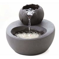 Trimec – Fontana per gatti in ceramica da 1,3 litri – Filtrazione antibatterica – Funzionamento silenzioso – Design a loto nero