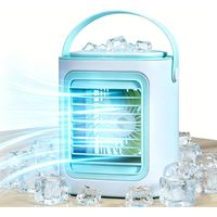 Mini Air Conditioner, Portable Evaporative Cooler with 3-Speed Fan, Humidifier, Ice Boxes and Touch Control