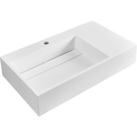 Vasque Suspendue Classique en Fonte Minérale 75 x 43 cm Rectangulaire Finition Mate Blanc Cusco