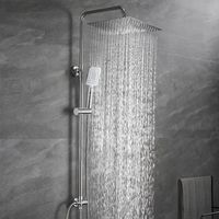 JOHO – Colonne de douche sans robinetterie – Douche effet pluie carrée 30x30 cm XXL – Acier inoxydable chromé – Réglable en hauteur – Douchette à main 3 jets