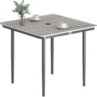 Table de jardin Table d'extérieur Gris Clair Métal, composite bois plastique 85x85x72.5 cm