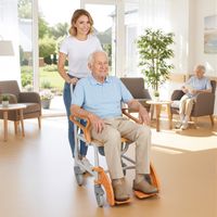 WILITTO Chaise de Douche et Toilettes Multifonctionnelle en Aluminium - 4-en-1, Capacité 159kg, avec Roues et Accoudoirs Rabattables, Robuste, Confortable et Facile à Nettoyer, pour Personnes Âgées