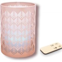 Diffuseur de parfum ultrasonic Vienne en métal et verre avec télécommande - Rose poudré - H 16 cm - Livraison gratuite