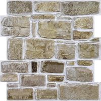 Panneaux Muraux 3D Adhesif Pierre, 10 Pièces, 30x30 cm, Brune Fausse Brique Murale PVC, Revêtement Mural 3D Adhésif Imitation Pierre pour Salon, Chambre
