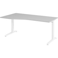 bümö Schreibtisch Serie-XB Freiform: 180 x 100 cm Grau Weiß