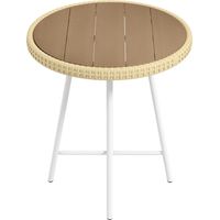 Table auxiliaire en rotin synthétique 50x50x55 cm naturelle plateau bois plastique acier galvanisé