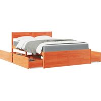 vidaXL Lit avec tiroirs/matelas cire marron 120x190 cm bois massif pin