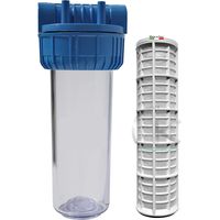 WK Contenitore Filtro 10" 3/4" Tipo 3 Pezzi Staffabili con Cartuccia in Nylon lavabile e riutilizzabile 10" - Made in Italy - Struttura Robusta e Versatile per Filtrazione dell'Acqua