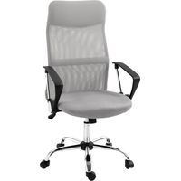 Silla oficina respaldo curvo reposacabezas ruedas basculante giratoria gris claro 63x65x109-119 cm