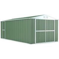 Casetta Box da Giardino in Lamiera di Acciaio Porta Utensili 327x611x235 cm Enaudi Verde