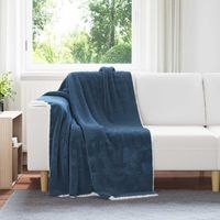 vidaXL Jeté Bleu marine 130 x 150 cm Toison