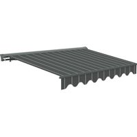 Canopée Store Banne Manuel anthracite et blanc Semi Coffre 4 x3 m – Store Rétractable pour Terrasse, Balcon & Jardin – Manivelle à Gauche – Aluminium et Polyester 280 g/m²