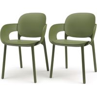 Lot de 2 - Chaise avec accoudoirs outdoor indoor en plastique recyclé HUG