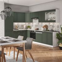 Cuisine en angle Fame-Line, Vert-Or Landhaus/Blanc, 227 x 287 cm , PT Anthracite, Vicco