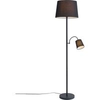 QAZQA Lampadaire classique noir avec abat-jour noir et liseuse -