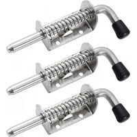 Lot de 3 verrous à ressort en acier inoxydable avec poignée en caoutchouc - Verrou de porte - Verrou de porte - Verrou de porte - Verrou de porte - Verrou de porte - Verrou de porte - Verrou de