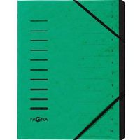 Ordnungsmappe DIN A4 240g/m² Pressspankarton Farbe: grün Farbe des Fächerblocks: schwarz 12 Fächer