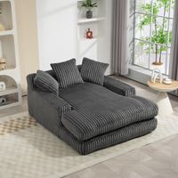 Canapé-lit Moderne en Velours Côtelé avec 3 Coussins Moelleux,Canapé de sol confortable,125x155x63 cm,Gris
