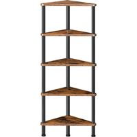 Eckregal mit 5 Ebenen, industrielles Eckregal Stehend, B체cherregal, Standregal, Eck-B체cherregal zur Pr채sentation von Pflanzenblumen, Aufbewahrungsregal f체r kleine R채ume, Vintagebraun
