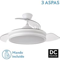 Ventilador Dc Bayomo Blanco Led CCT regulable 59w 6980lm 107Ø 4 aspas retractiles 6vel. con mando