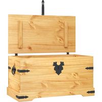 Vidaxl – Coffre de rangement en pin massif marron 91x49,5x47 cm – Style Corona – Poignées en métal et verrouillage – Pour salon et chambre