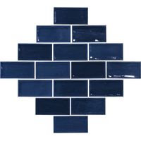 Carrelage Zellige bleu foncé brillant 7.5x15 cm – Fini brillant pour faïences murales – Ambiance élégante et intemporelle – El Barco