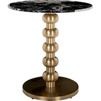 Table bistrot ronde effet marbre noir et pied doré design - noir marbre et doré élégant