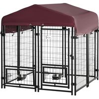 Pawhut – Chenil extérieur pour chiens – Acier inoxydable – 120x120x138cm – Couverture imperméable – Verrouillage à clé