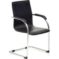 Poltrona ufficio sedia attesa slitta acciaio cromato eco pelle mod. Stand nero