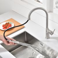 SUMERAIN Mitigeur de Cuisine à Grande Arche avec Douchette Escamotable Double Fonction Bec Monolevier en Nickel Brossé