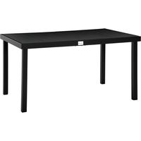 Outsunny Mesa de Jardín Rectangular para 6 Personas Mesa de Comedor Exterior 140x90x74 cm con Encimera de Listones y Estructura de Aluminio para Terraza Balcón Negro